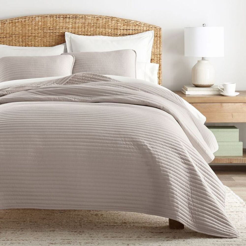 Stripe Floral and Diamonds Quilted Coverlet Set - Picture 2 of 6